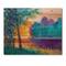 Designart - Colorful River Between The Trees During Twilight - Traditional Print on Natural Pine Wood